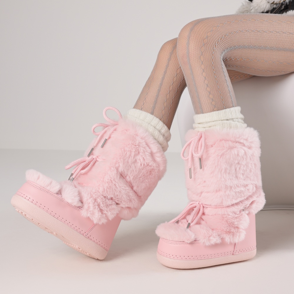 Waterproof Winter Boot - Flauschige Stiefel für Damen, runde Zehenpartie,