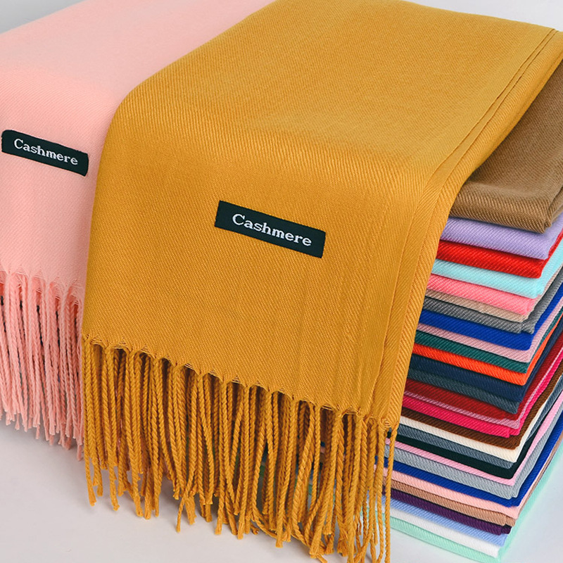 Shawl Wrap Winter - Mehrzweck-Schal aus Kaschmirimitat, gebürstet, einfarbig, verdickter