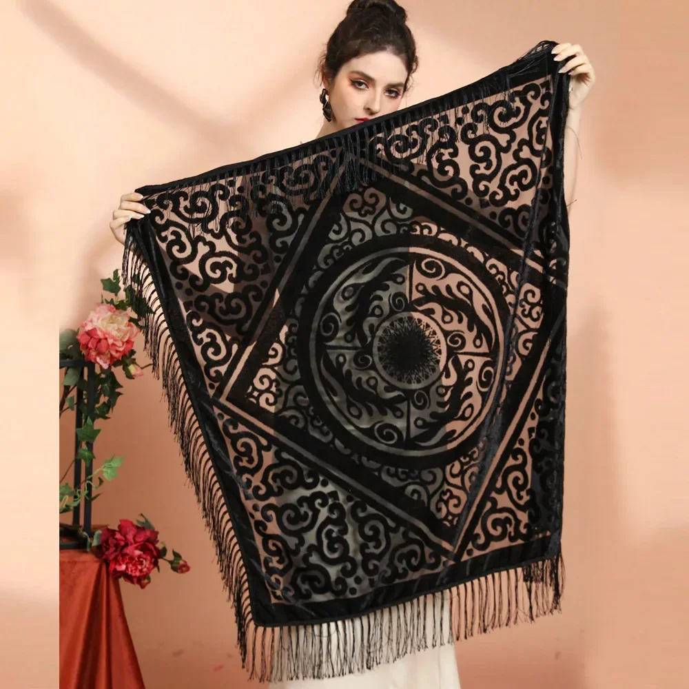 AW25 Samt-Jacquard-Schal mit Q – Shawl Wrap Winter Bewertung und Preis